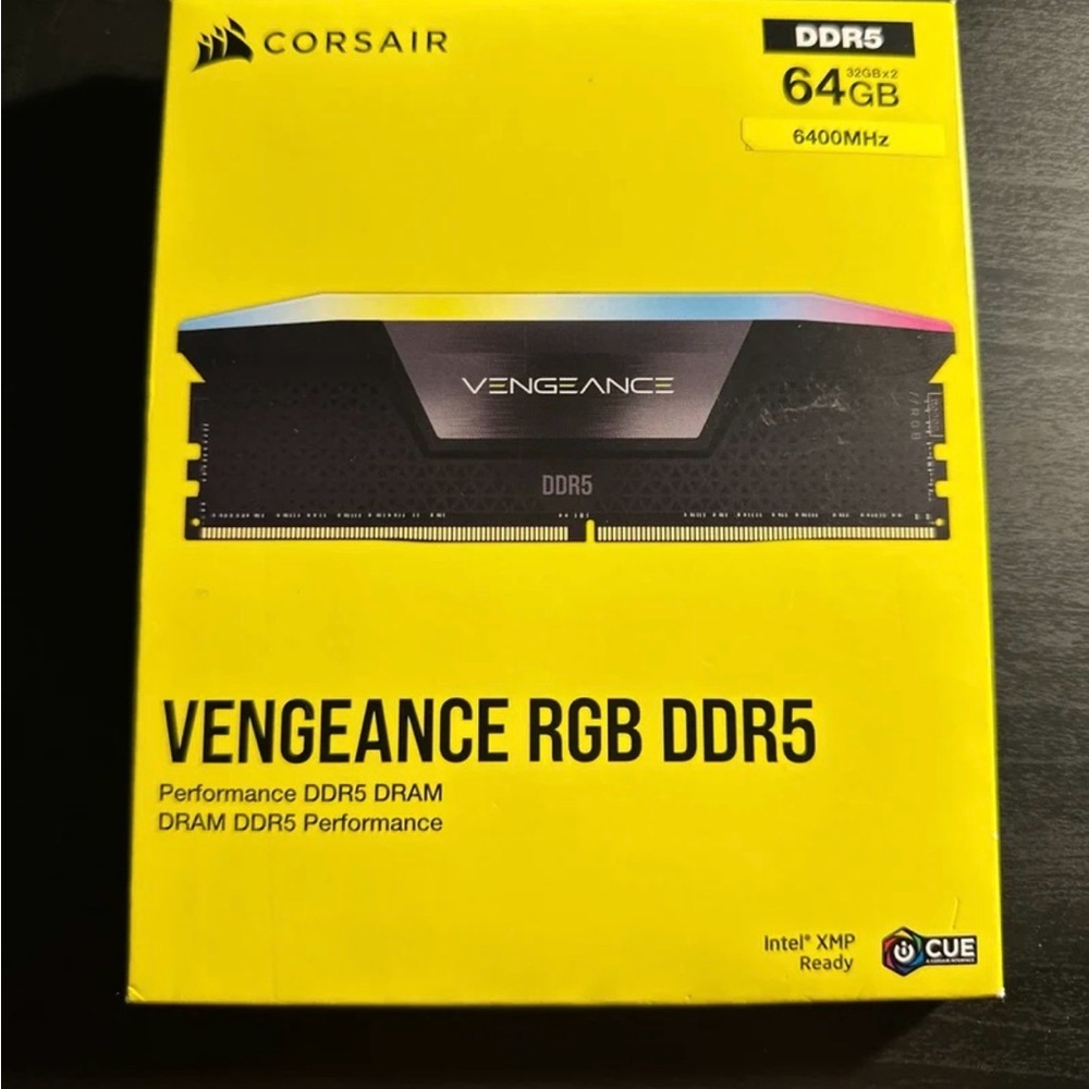 Corsair Vengeance RGB DDR5 64GB Yellow and Black RAM